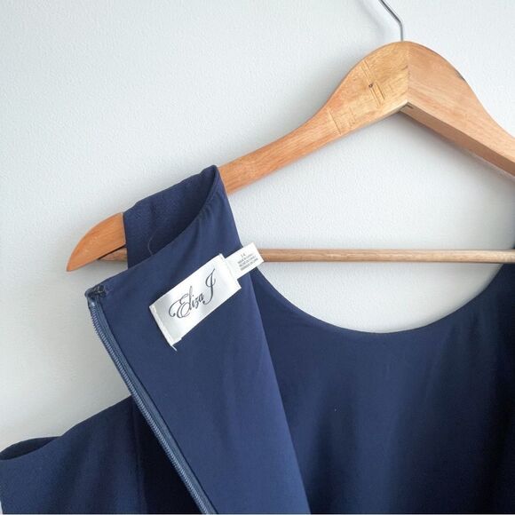 Eliza J Dress Cold Shoulder Navy Blue Back Zip Women's Plus Size 14 - Picture 6 of 12